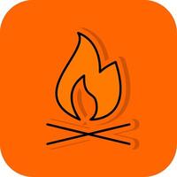 Feuer gefüllt Orange Hintergrund Symbol vektor