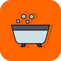 badkar fylld orange bakgrund ikon vektor