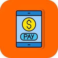 Handy, Mobiltelefon Zahlung gefüllt Orange Hintergrund Symbol vektor