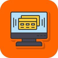 uppkopplad betalning fylld orange bakgrund ikon vektor