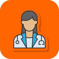 weiblich Arzt gefüllt Orange Hintergrund Symbol vektor
