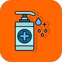 Hand Desinfektionsmittel gefüllt Orange Hintergrund Symbol vektor
