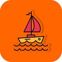 Yacht gefüllt Orange Hintergrund Symbol vektor