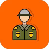 Soldat gefüllt Orange Hintergrund Symbol vektor