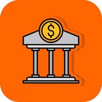 Bank gefüllt Orange Hintergrund Symbol vektor