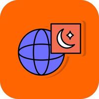 islam fylld orange bakgrund ikon vektor