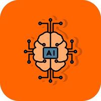 künstlich Intelligenz gefüllt Orange Hintergrund Symbol vektor