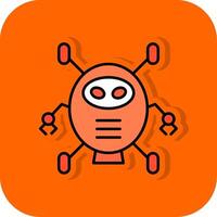 robotik fylld orange bakgrund ikon vektor