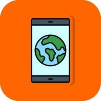 smartphone fylld orange bakgrund ikon vektor