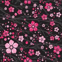 sakura japan körsbärsgren med blommande blommor vektorillustration. seamless mönster. vektor