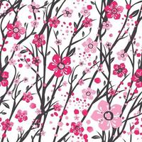 Sakura Japan Kirschzweig mit blühenden Blumen-Vektor-Illustration. nahtloses Muster. vektor