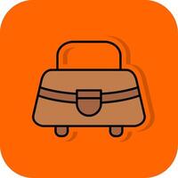 handväska fylld orange bakgrund ikon vektor