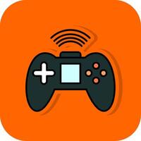 joystick fylld orange bakgrund ikon vektor