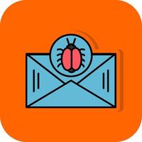 Email Virus gefüllt Orange Hintergrund Symbol vektor