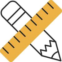 Bleistift und Lineal gehäutet gefüllt Symbol vektor