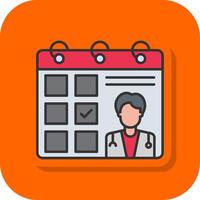 läkare besök dag fylld orange bakgrund ikon vektor