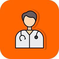 Arzt gefüllt Orange Hintergrund Symbol vektor