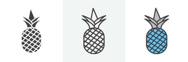 ananas ikon uppsättning vektor