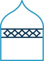islamic arkitektur linje blå två Färg ikon vektor
