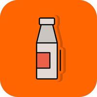 Milch Flasche gefüllt Orange Hintergrund Symbol vektor