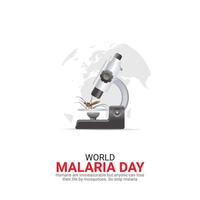 värld malaria dag. värld malaria dag, april 25, kreativ annonser design, , 3d illustration vektor