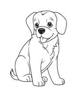 söt hund färg sidor, hund svart och vit illustration vektor