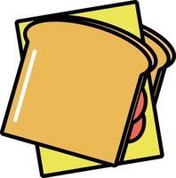 en smörgås med en skiva av ost och en skiva av skinka vektor
