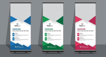 Creative Business Roll-Up-Signage-Banner-Vorlagen-Design. vektor