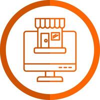 online Einkaufen Linie Orange Kreis Symbol vektor