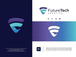 moderne Buchstabe fv vf Logo-Tech-Design-Vektor-Vorrat-Illustration. Dreieckstechnologie digitales Logo kreatives Konzept vektor