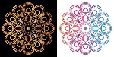 golden Mandala Design mit ein schwarz Hintergrund vektor