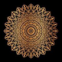 golden Mandala Design mit ein schwarz Hintergrund vektor