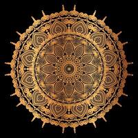 golden Mandala Design mit ein schwarz Hintergrund vektor