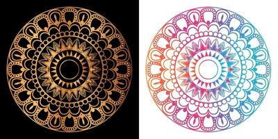 gyllene mandala design med en svart bakgrund vektor