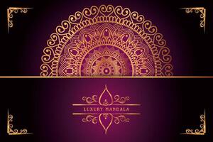 golden Mandala Design mit Farbverläufe Hintergrund vektor