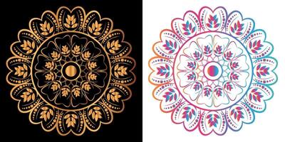 gyllene mandala design med en svart bakgrund vektor