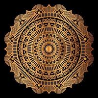 golden Mandala Design mit ein schwarz Hintergrund vektor