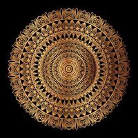 golden Mandala Design mit ein schwarz Hintergrund vektor