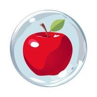 friska röd äpple i luft bubbla. isolerat illustration på vit bakgrund. sommar frukt för platt design av kort, baner, presentationer, logotyp, affisch vektor