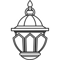 Moschee Lampe Gliederung Illustration Digital Färbung Buch Seite Linie Kunst Zeichnung vektor