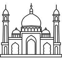 Moschee Gliederung Illustration Digital Färbung Buch Seite Linie Kunst Zeichnung vektor