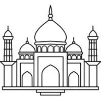 Moschee Gliederung Illustration Digital Färbung Buch Seite Linie Kunst Zeichnung vektor
