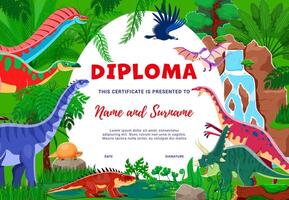 Kinder Diplom mit Karikatur Dinosaurier, Zertifikat vektor