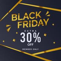 Black Friday Square Sale Banner mit schwarzer und goldener Farbe vektor