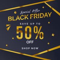 Black Friday Square Sale Banner mit schwarzer und goldener Farbe vektor