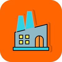 Fabrik gefüllt Orange Hintergrund Symbol vektor