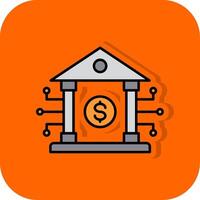 bank systemet fylld orange bakgrund ikon vektor