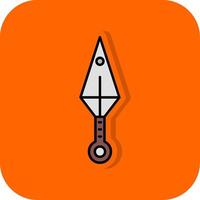 Kunai gefüllt Orange Hintergrund Symbol vektor