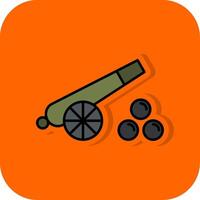 Kanone gefüllt Orange Hintergrund Symbol vektor