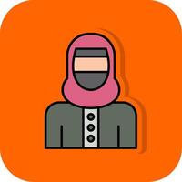 kvinna med niqaab fylld orange bakgrund ikon vektor